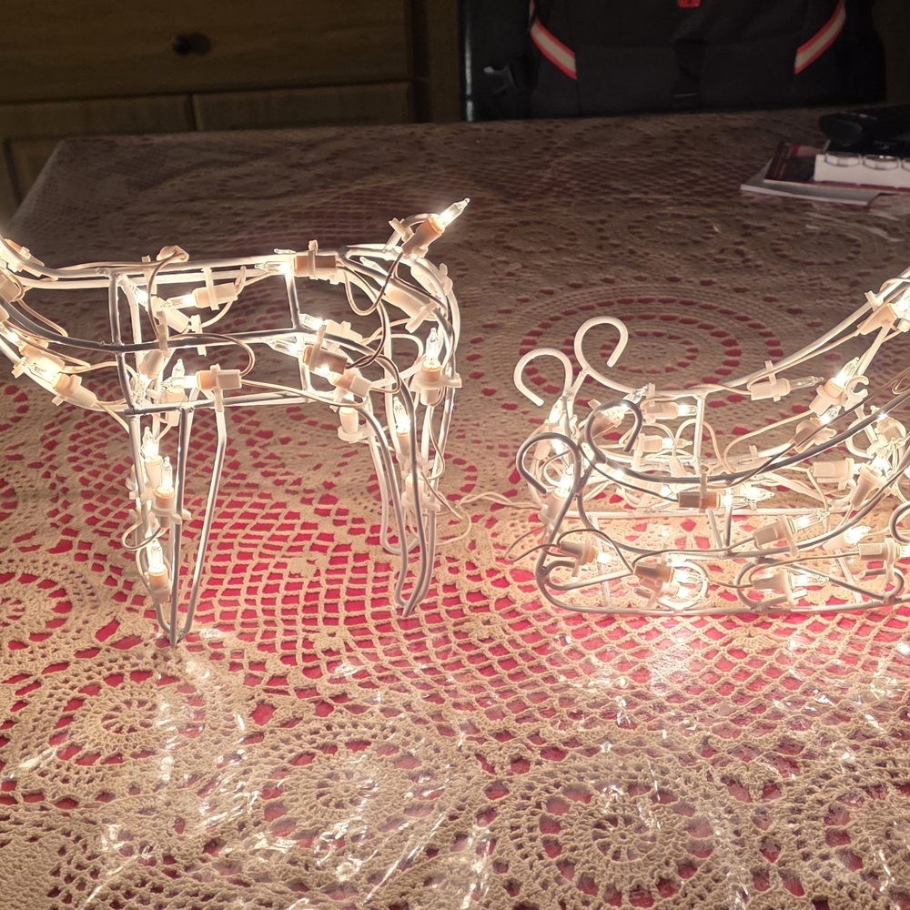 Illuminated Reindeer and Sleigh String Lights